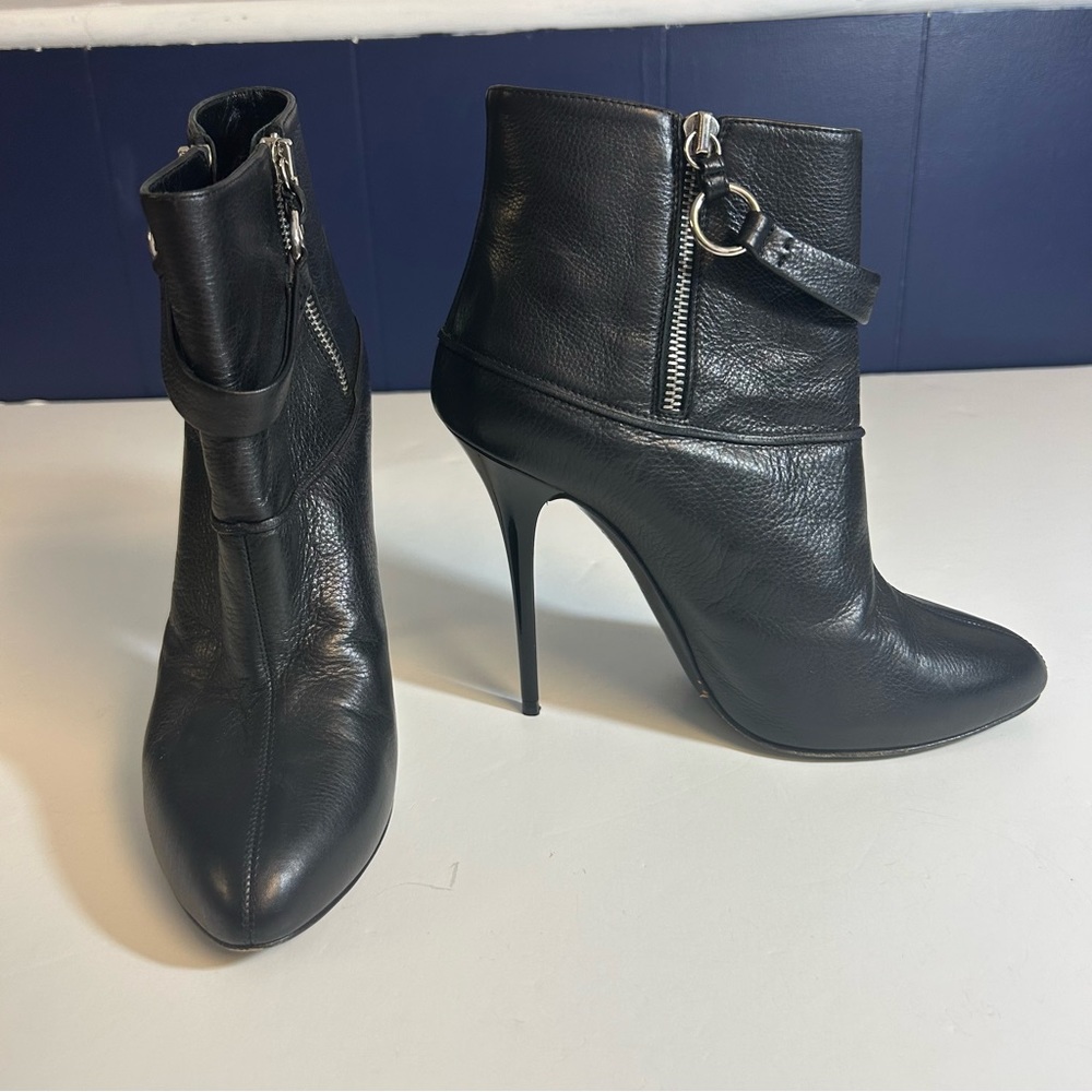Giuseppe Zanotti Black Leather Stiletto Heeled‎ Ankle Boots Size 39 Size 9